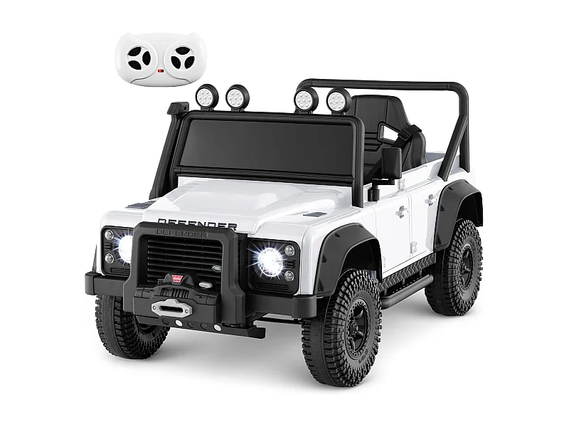 Voiture Jouet Land Rover sous Licence Voiture Electrique 12V pour Enfants avec Télécommande Parentale Phare Musique pour 3-8 Ans Blanc
