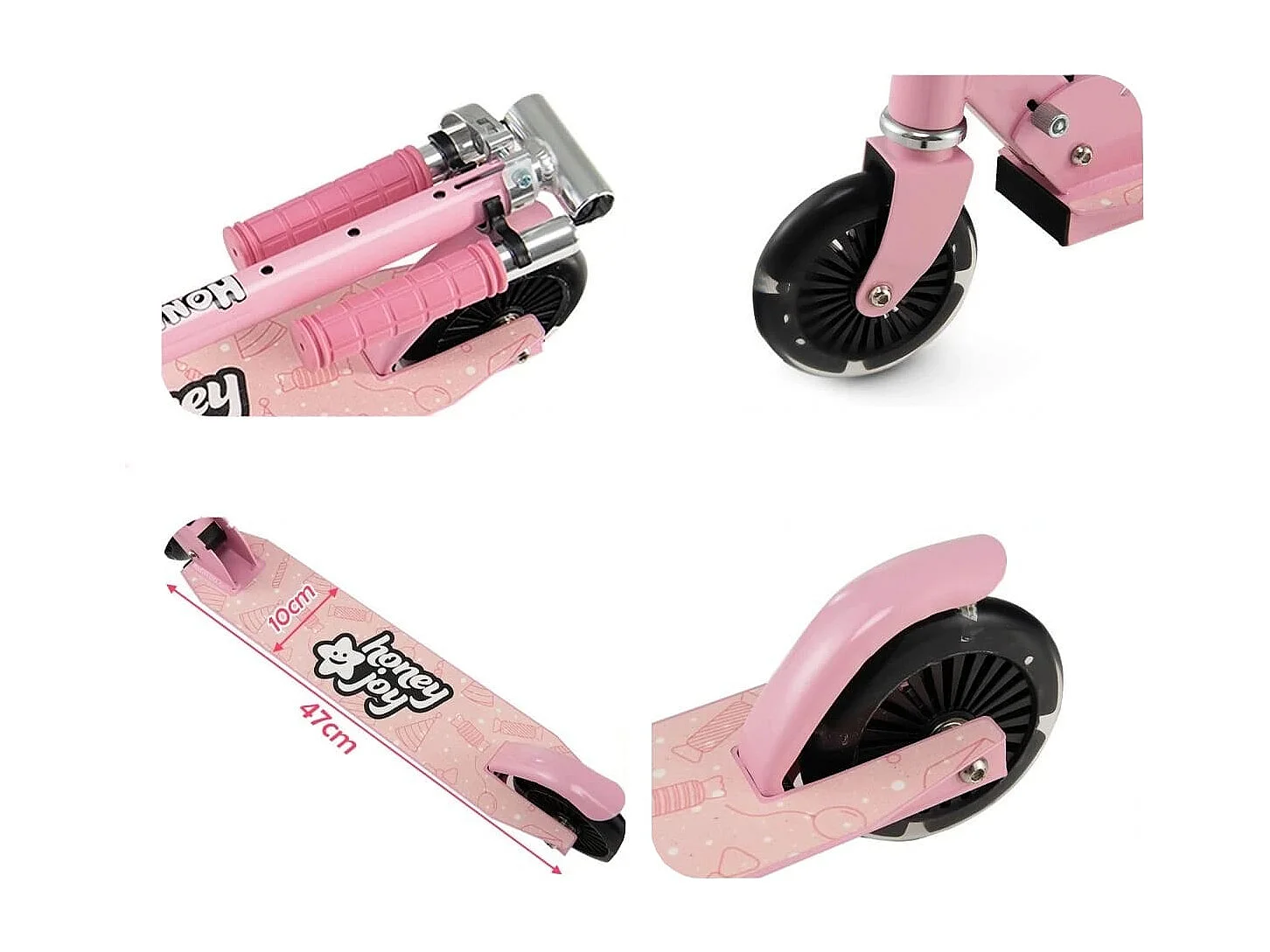 Trottinette Enfant Pliable 2 Roues Clignotantes Automatiques Rose