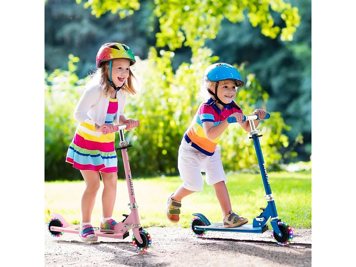 Trottinette Enfant Pliable 2 Roues Clignotantes Automatiques Rose