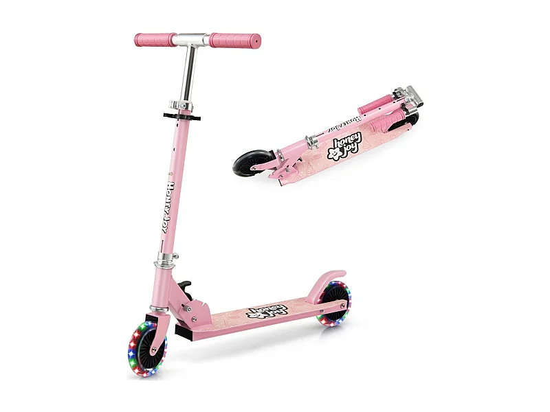 Trottinette Enfant Pliable 2 Roues Clignotantes Automatiques Rose