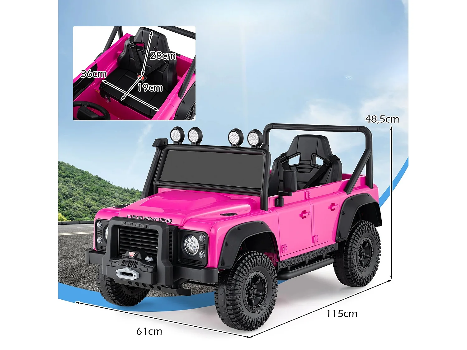 Voiture Jouet Land Rover sous Licence Voiture Electrique 12V pour Enfants avec Télécommande Parentale Phare Musique pour 3-8 Ans Rose