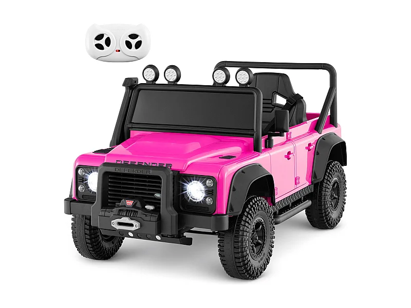 Voiture Jouet Land Rover sous Licence Voiture Electrique 12V pour Enfants avec Télécommande Parentale Phare Musique pour 3-8 Ans Rose