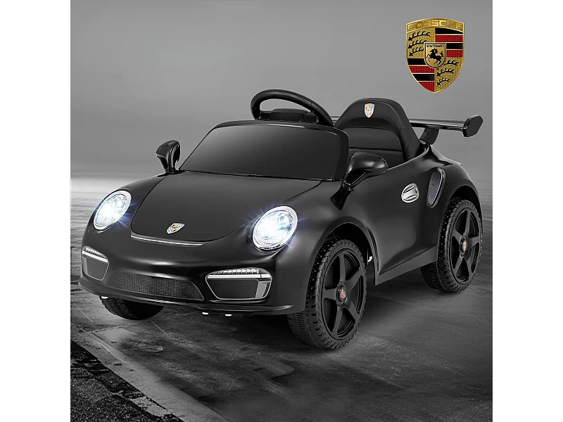 12V Kinder Elektroauto mit Fernbedienung & Soft-Start Lizenzierter Porsche Elektrofahrzeug Schwarz