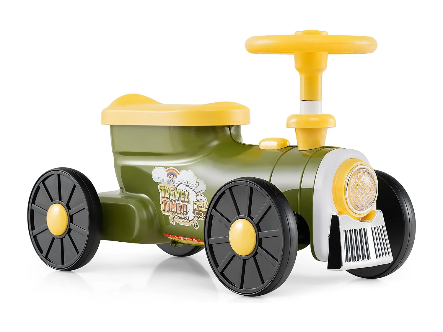 Voiture à pédales Véhicule à pédales avec volant & bouton de sifflet & espace de rangement sous le siège Voiture à pédales 61 x 30 x 38 cm Vert
