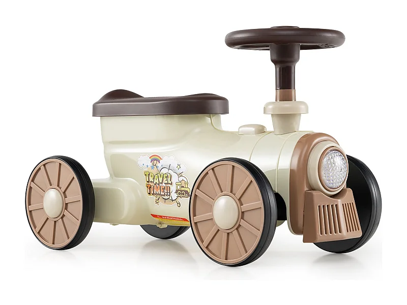 Voiture à pédales Véhicule à pédales avec volant & bouton de sifflet & espace de rangement sous le siège Voiture à pédales 61 x 30 x 38 cm Beige