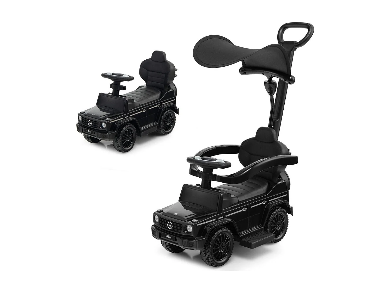 Lizenziertes Mercedes Benz Kinderfahrzeug mit Verstellbarem Sonnendach &  Elterngriff Kinderwagen Schwarz