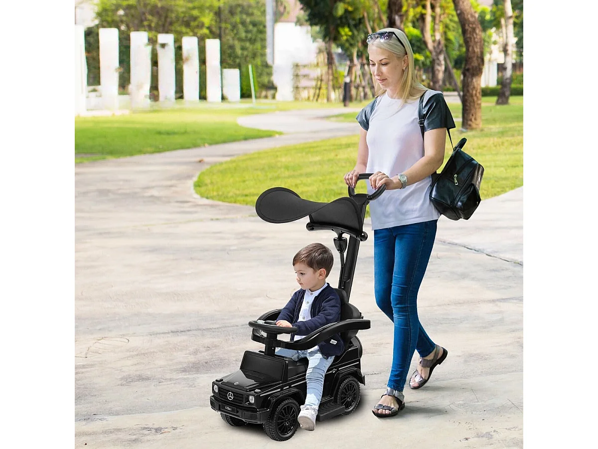 Lizenziertes Mercedes Benz Kinderfahrzeug mit Verstellbarem Sonnendach &  Elterngriff Kinderwagen Schwarz