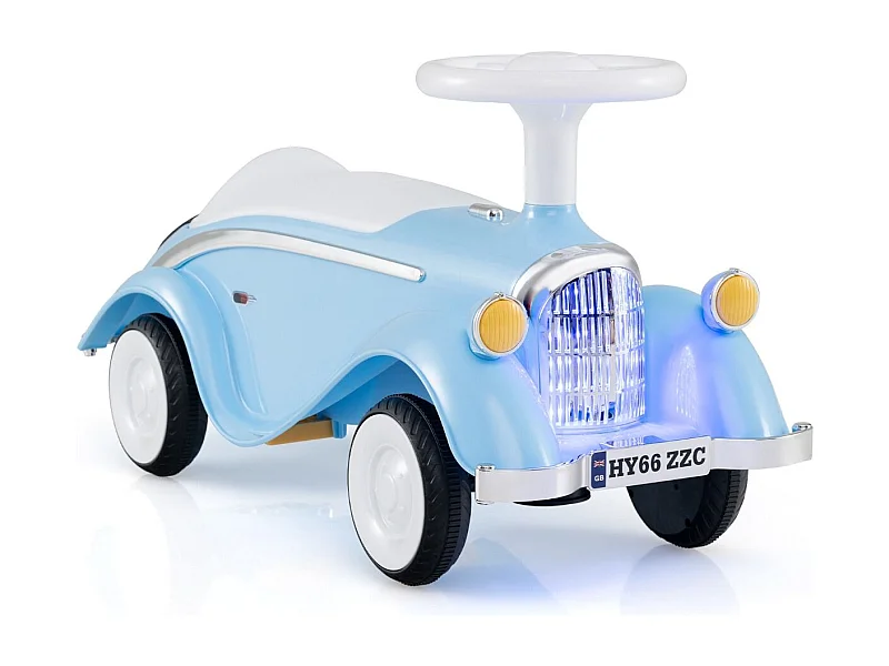 Rutschauto klassisches Fuß-zu-Boden Rutschfahrzeug mit Lenkrad Hupe LED-Scheinwerfer Blau