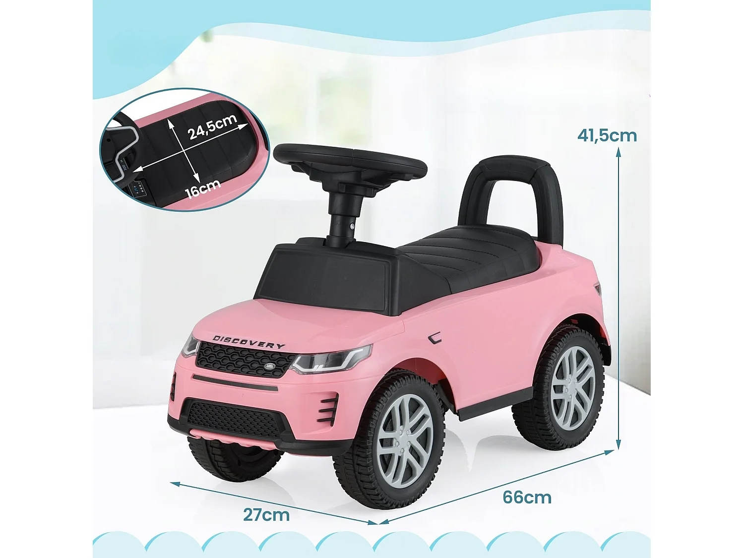 Rutschauto mit Stauraum Rutschfahrzeug Rutscher Kinderauto Schiebauto Spielzeugauto Rosa