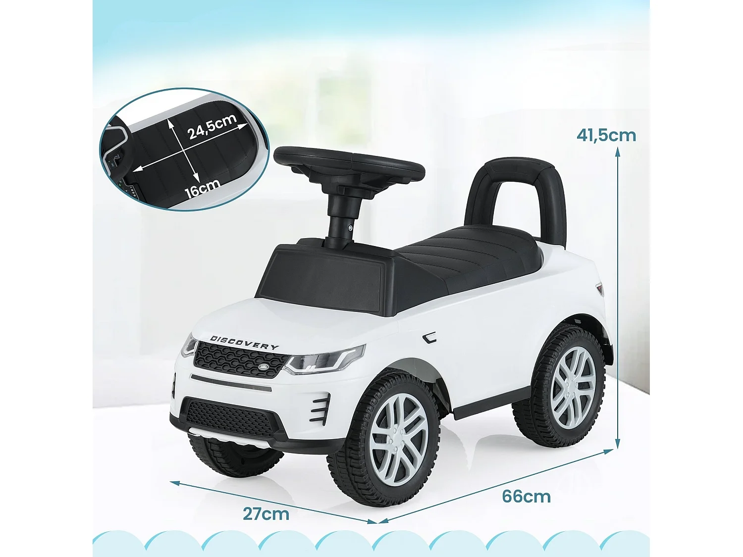 Rutschauto mit Stauraum Rutschfahrzeug Rutscher Kinderauto Schiebauto Spielzeugauto Weiß