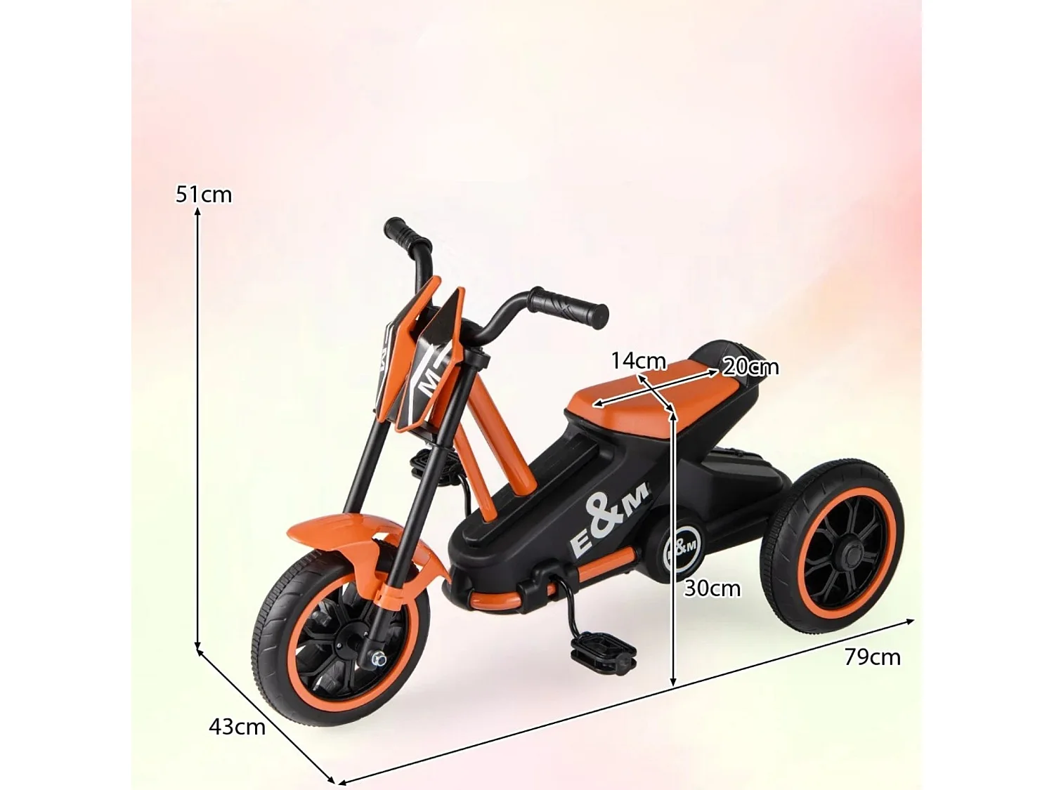 Tricycle pour Enfants Vélo à 3 Roues avec Pédales Avance/arrière Guidon Jouet Cadeau pour Garçons et Filles de Plus de 3 Ans Orange