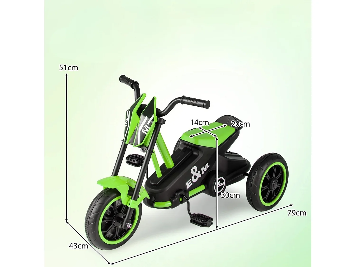 Tricycle pour Enfants Vélo à 3 Roues avec Pédales Avance/arrière Guidon Jouet Cadeau pour Garçons et Filles de Plus de 3 Ans Vert