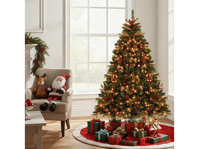 180 cm Künstlicher Weihnachtsbaum mit 370 APP-Gesteuerte Mehrfarbige RGB-Lichter Kunstbaum