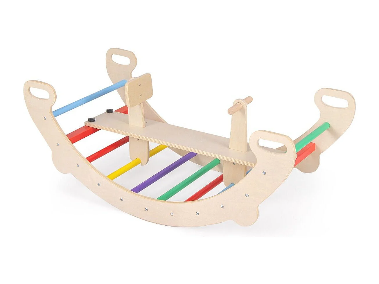 Arche d'Escalade et Cheval à Bascule Jouets d'Escalade en Bois 4 en 1 pour Enfants de 1 à 5 Ans Ensemble de Jeu Montessori Coloré