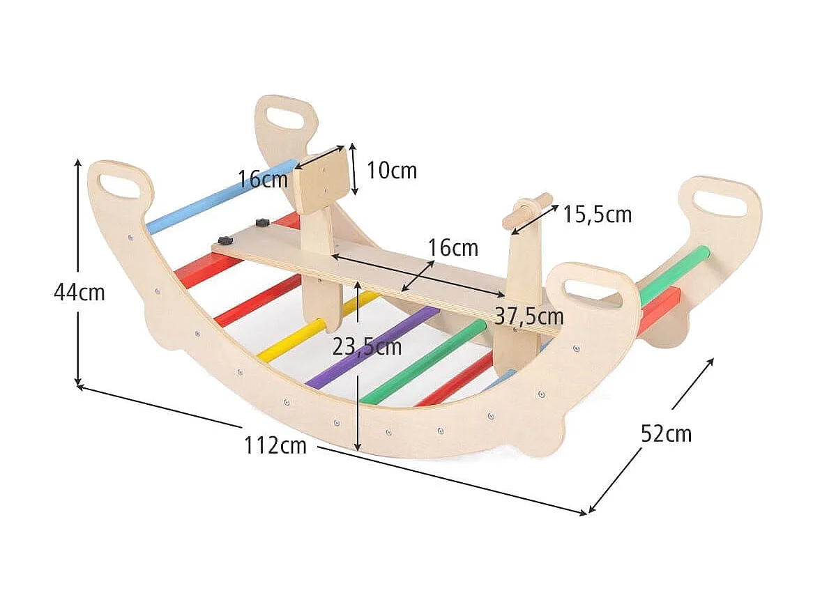 Arche d'Escalade et Cheval à Bascule Jouets d'Escalade en Bois 4 en 1 pour Enfants de 1 à 5 Ans Ensemble de Jeu Montessori Coloré