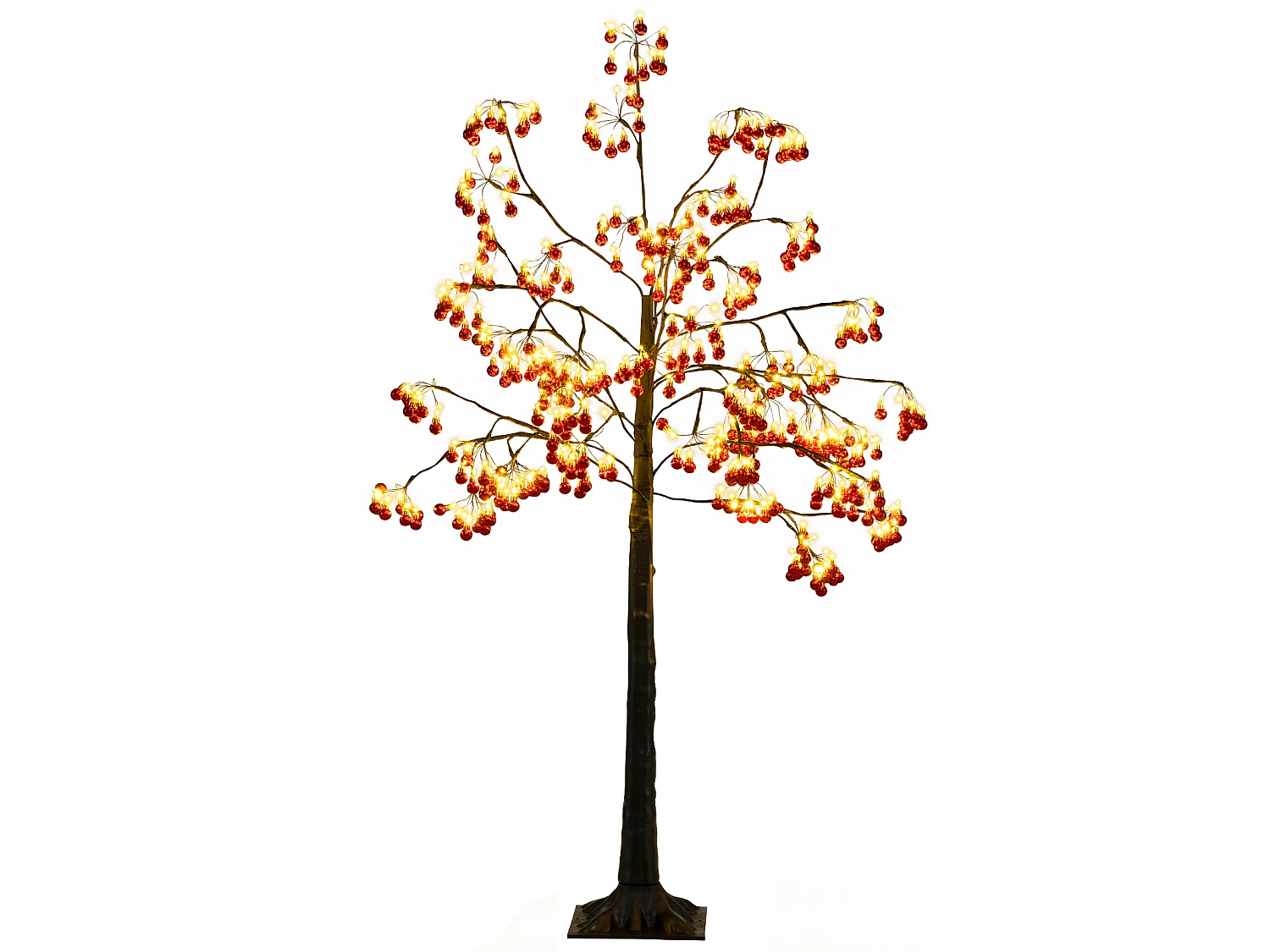Arbre de Décoration de Noël 150 CM Arbre Artificiel Noël Illuminé avec Branches Flexibles 384 Boules Rouges 480 Lumières LED Blanc Chaud
