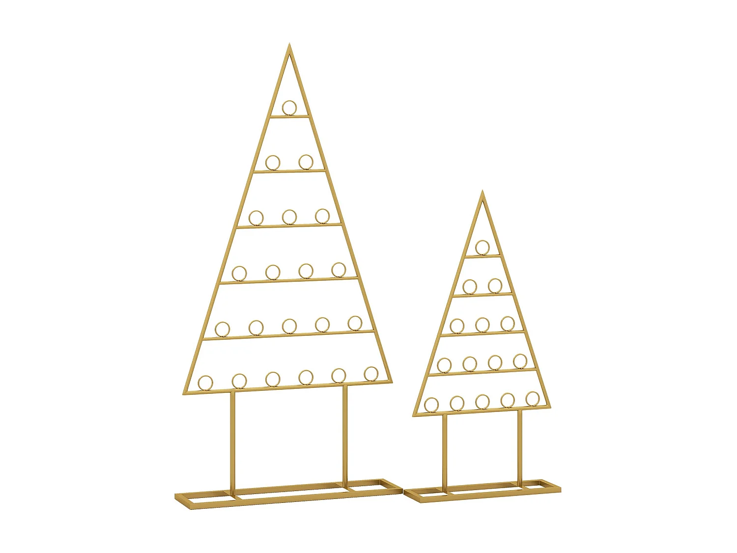 Lot de 2 porte-cartes Porte-photos Arbre de Noël avec 36 pinces rondes Étagères métalliques à suspendre Porte-cartes décoratif