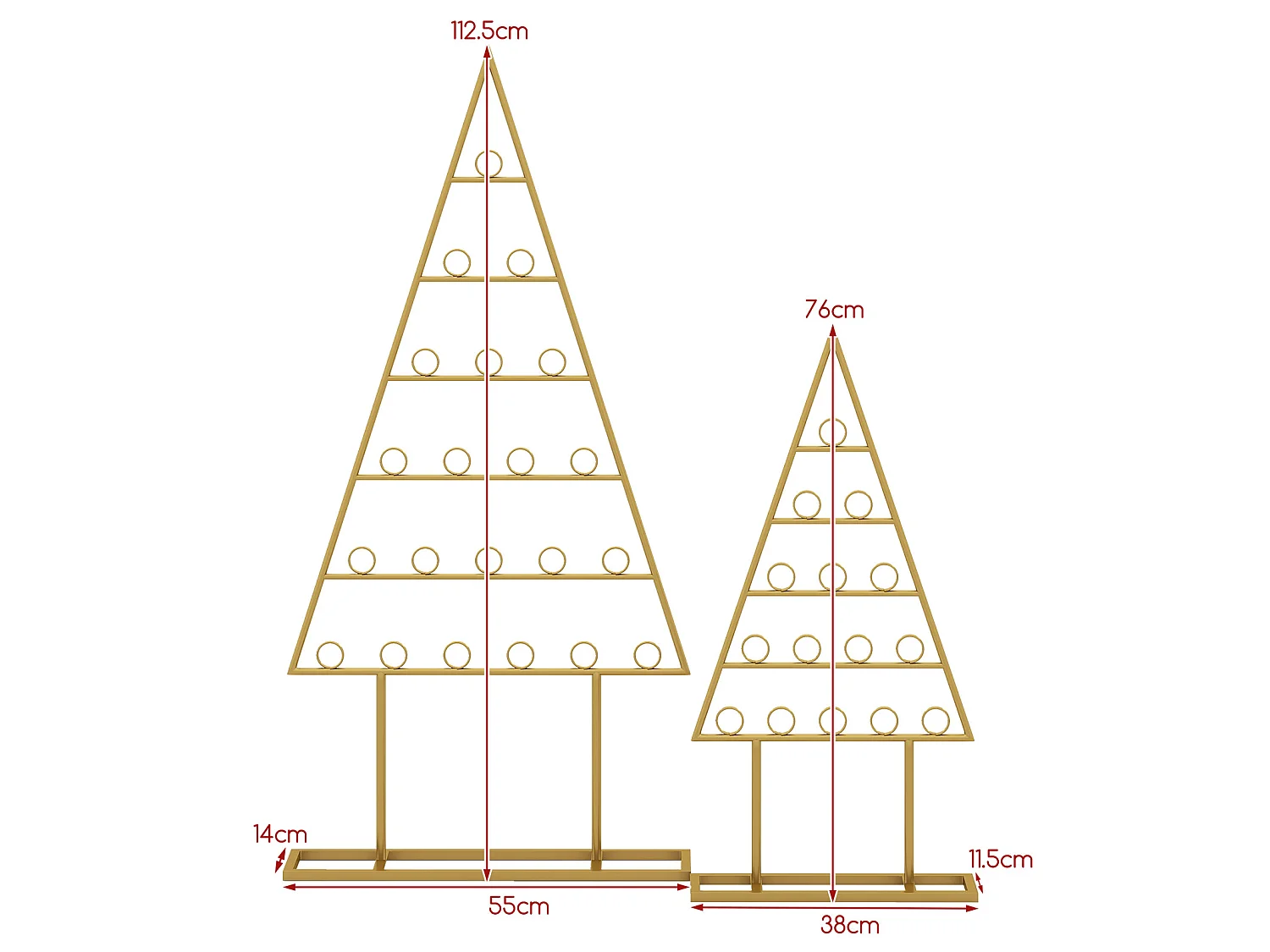 2er-Pack Kartenhalter Weihnachtsbaum-Fotohalter mit 36 Rundklammern Metall-Hängeregale dekorativer Kartenständer Schwarz