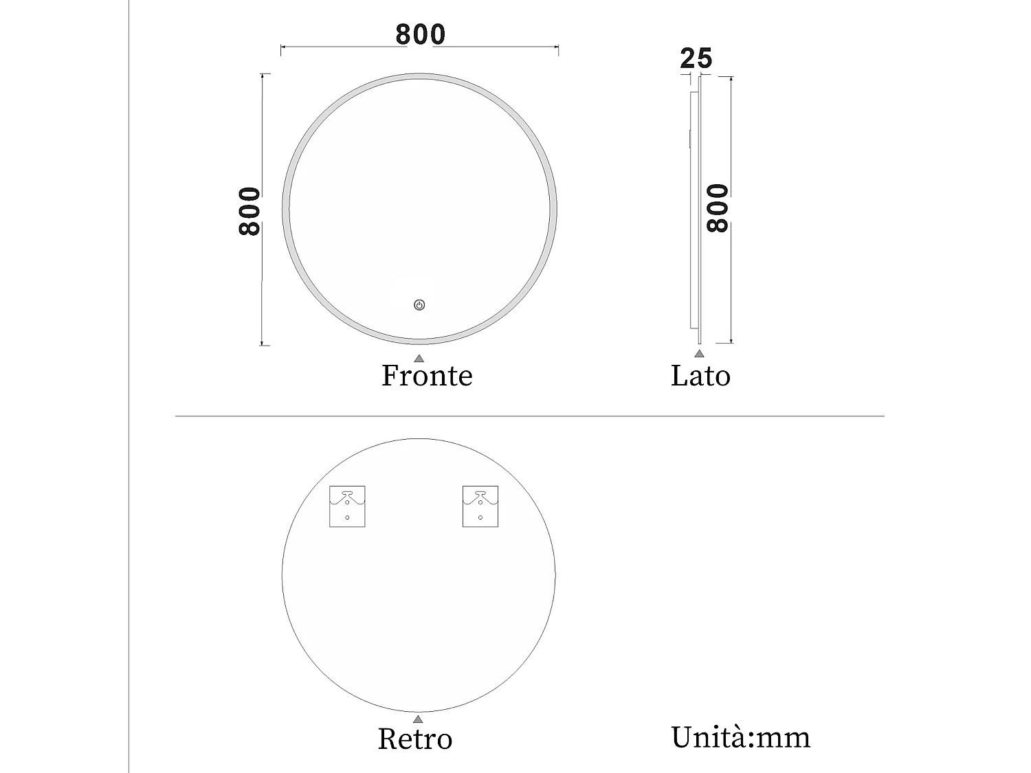 Miroir lumineux de salle de bain Rond ⌀80cm, 3 Couleurs + Dimmable + Anti-buée + Mémoire，Miroir CE//IP44 Mural