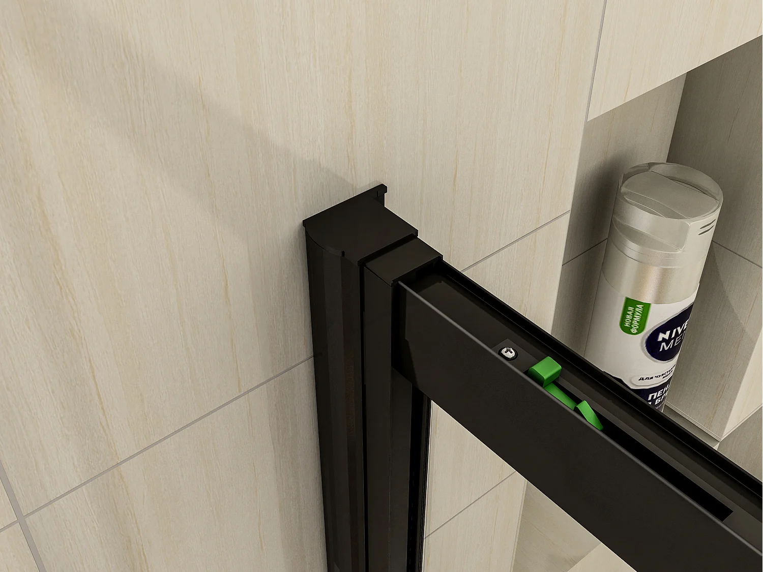 Porte de douche noir mat coulissante 100x195cm – Verre 8mm sécuritaire anti-calcaire avec amortisseur