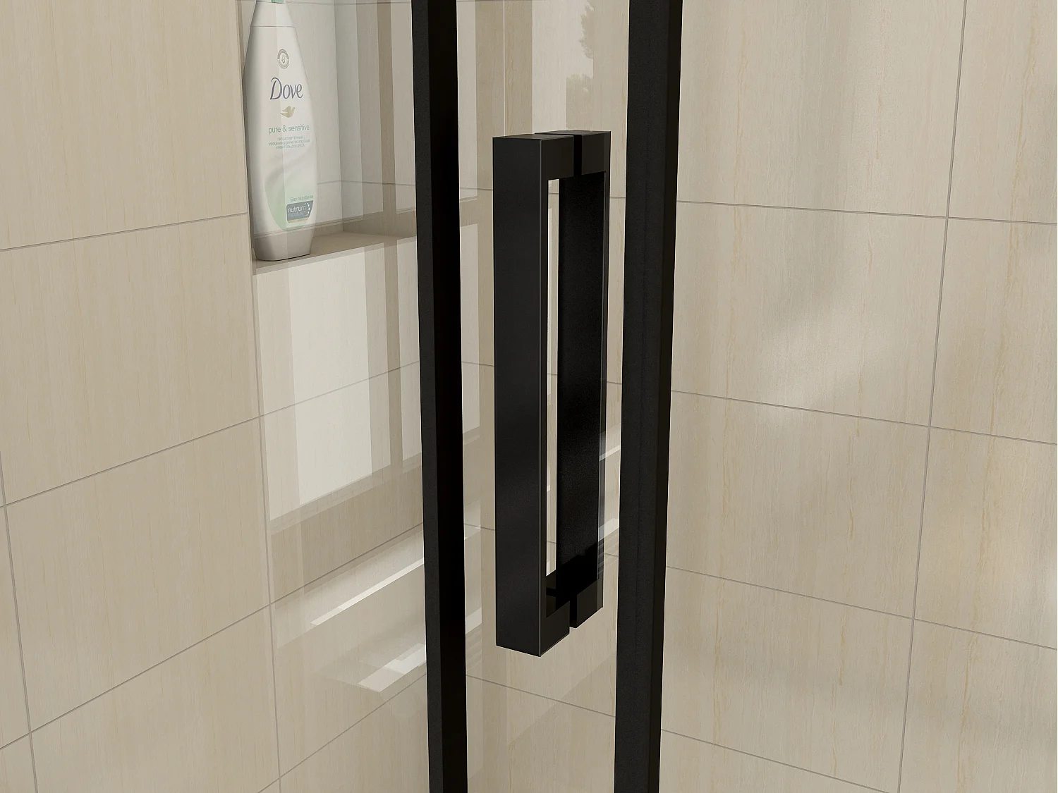 Porte de douche noir mat coulissante 120x195cm – Verre 8mm sécuritaire anti-calcaire avec amortisseur
