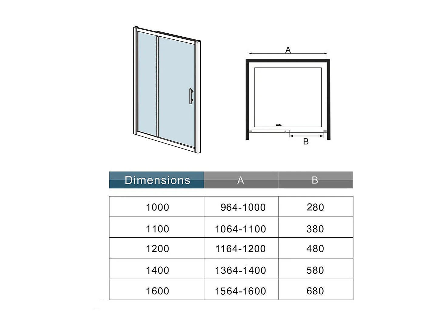 Porte de douche noir mat coulissante 120x195cm – Verre 8mm sécuritaire anti-calcaire avec amortisseur