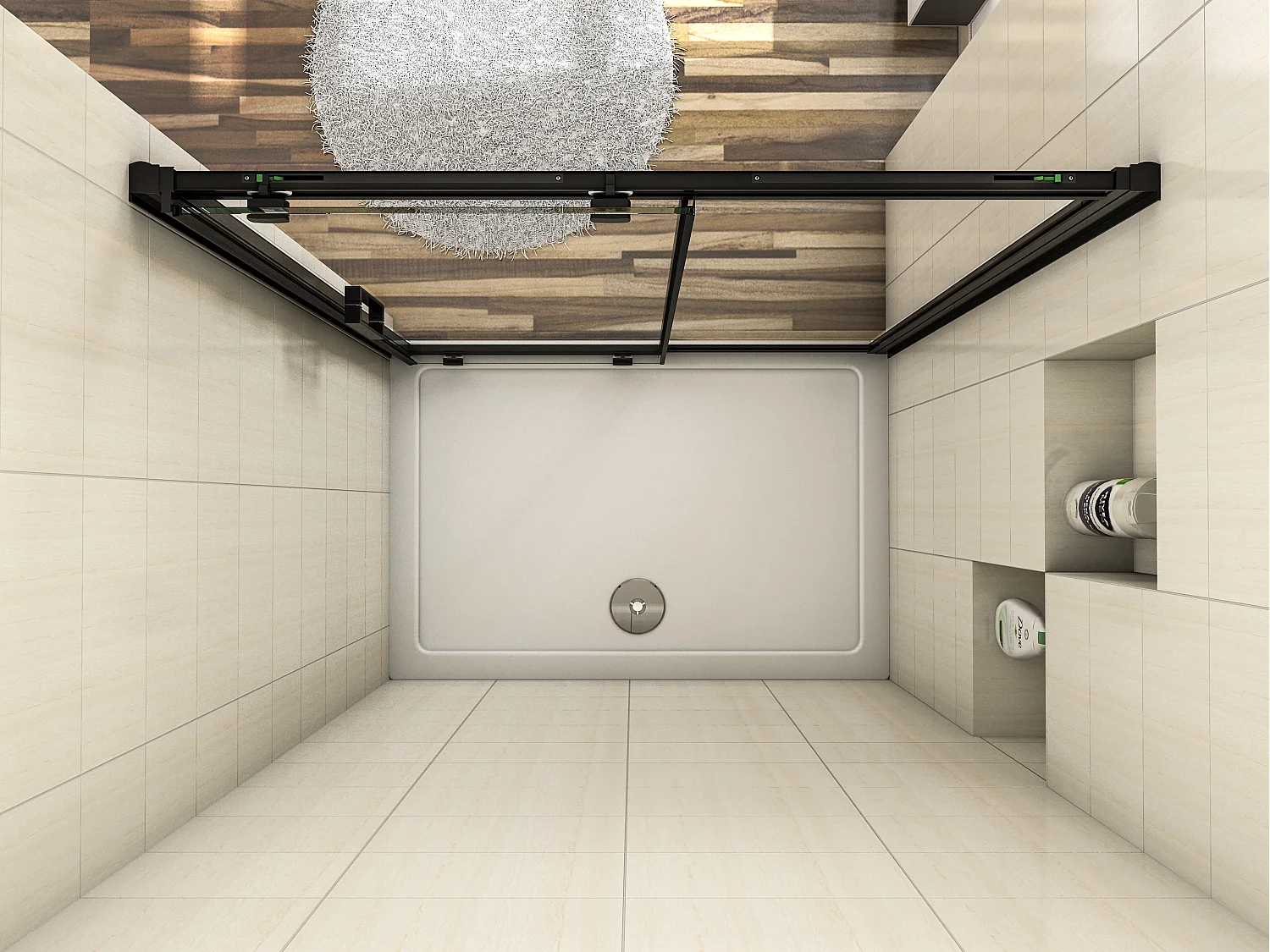 Porte de douche noir mat coulissante 140x195cm – Verre 8mm sécuritaire anti-calcaire avec amortisseur