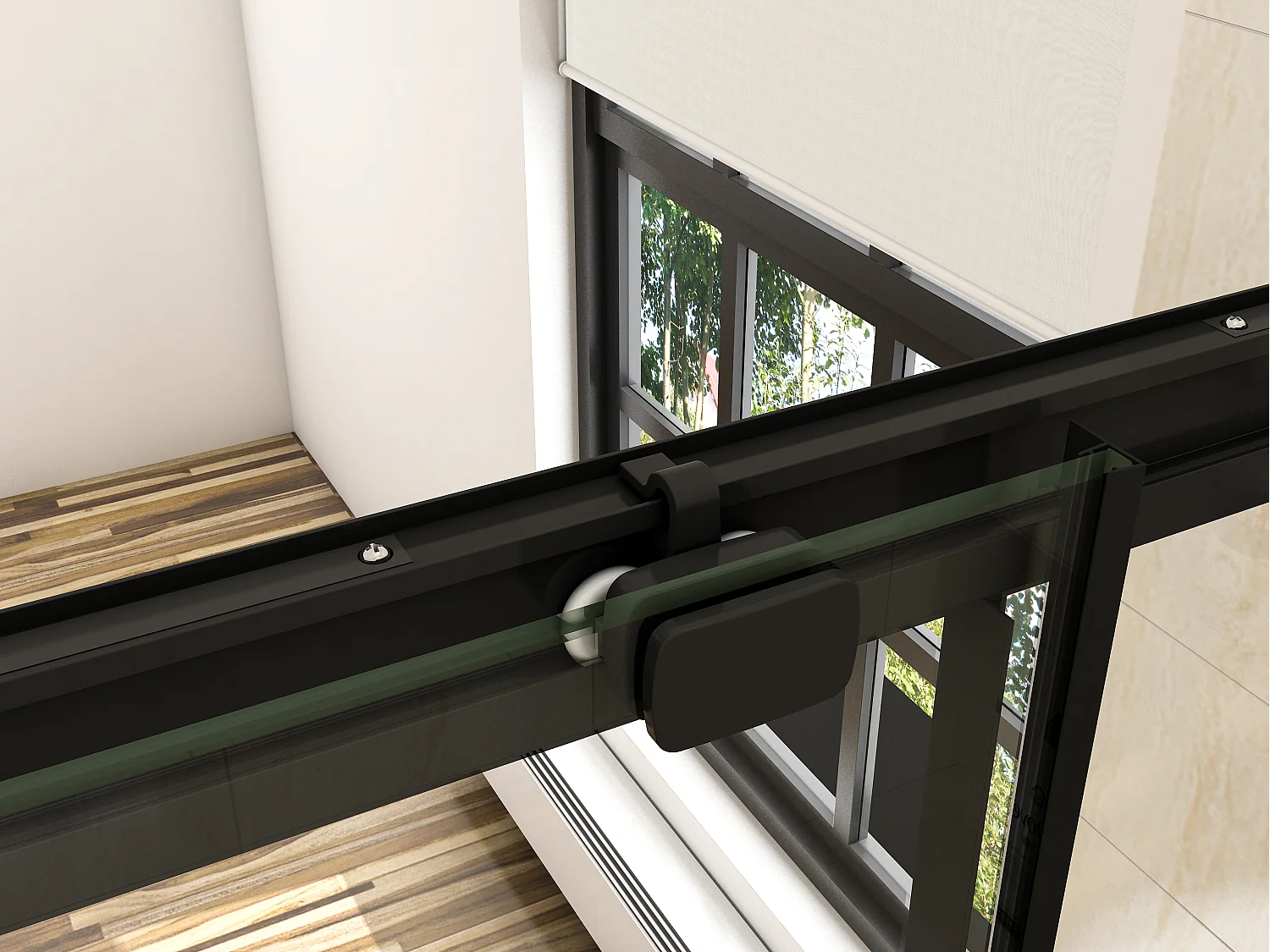 Porte de douche noir mat coulissante 140x195cm – Verre 8mm sécuritaire anti-calcaire avec amortisseur