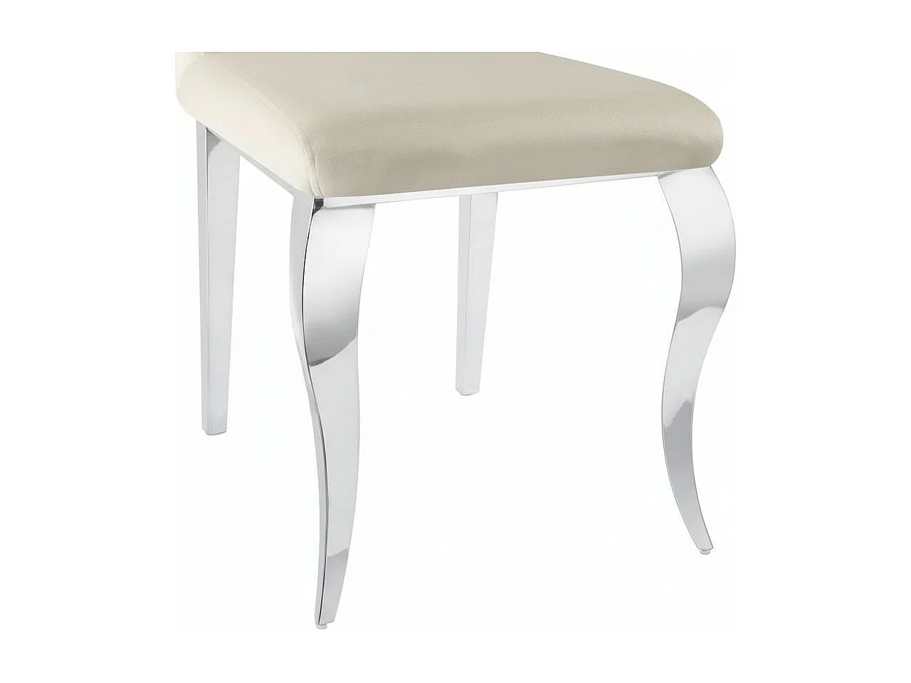 Lot de 6 chaises salle à manger velours beige pieds chrome 101 cm LOUIS