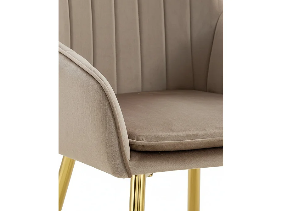 Lot 2 Chaises Salle à Manger Velours Taupe Pieds Gold 45x46x82cm – PAMS