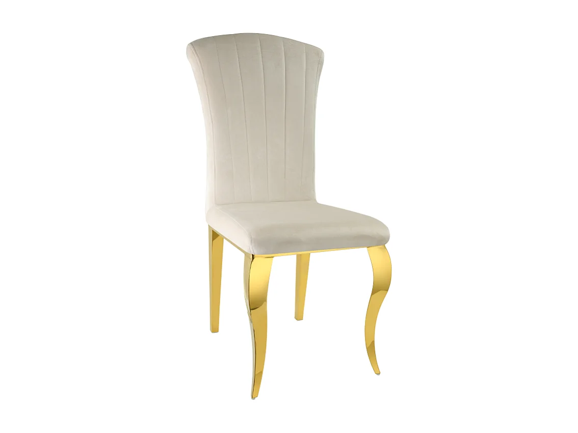 Lot 6 chaises velours beige pieds inox gold 48x45x101 cm LOUIS