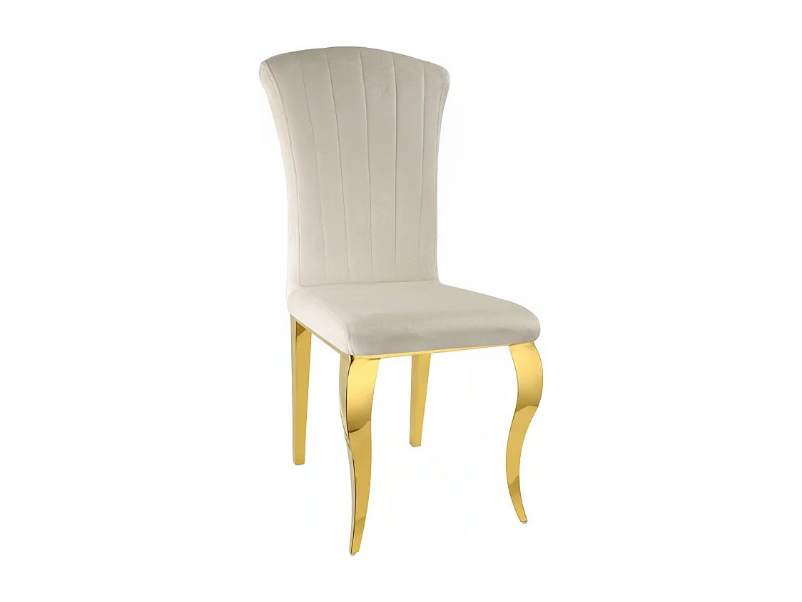 Lot 6 chaises velours beige pieds inox gold 48x45x101 cm LOUIS
