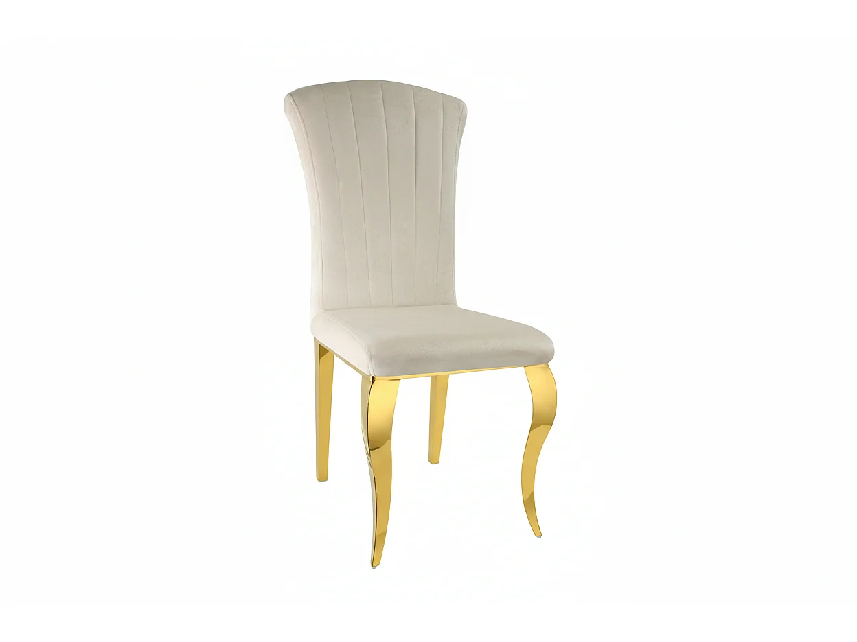 Lot 6 chaises velours beige pieds inox gold 48x45x101 cm LOUIS