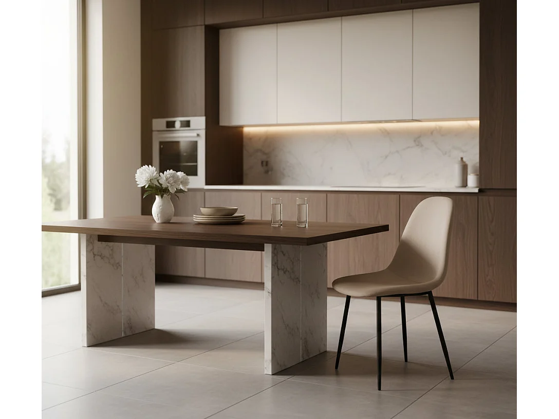 Lot de 6 chaises scandinaves velours taupe pieds métal noir 44x50x87 cm