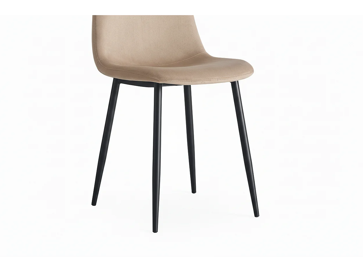 Lot de 6 chaises scandinaves velours taupe pieds métal noir 44x50x87 cm