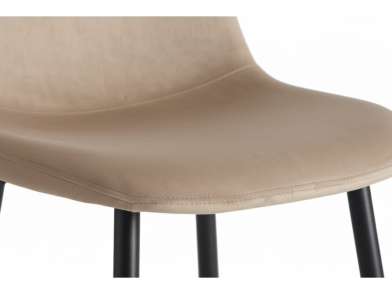 Lot de 6 chaises scandinaves velours taupe pieds métal noir 44x50x87 cm