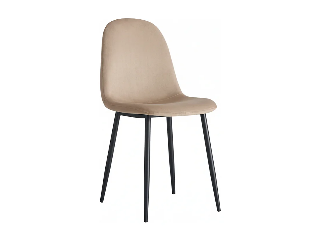 Lot de 6 chaises scandinaves velours taupe pieds métal noir 44x50x87 cm