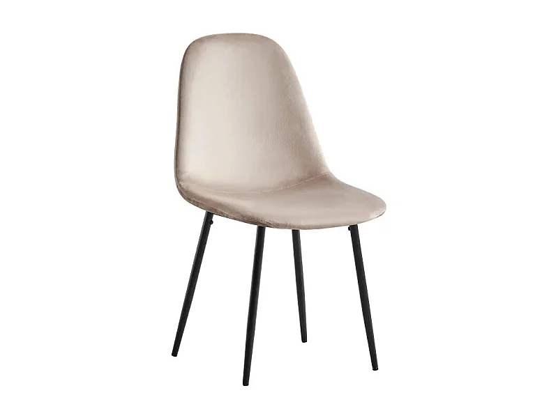 Lot de 6 chaises SCANDINAVE en velours pieds métal noir - Taupe