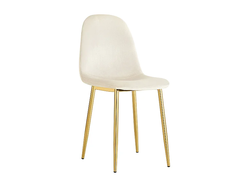 Lot de 4 chaises SCANDINAVE en velours beige pieds Gold
