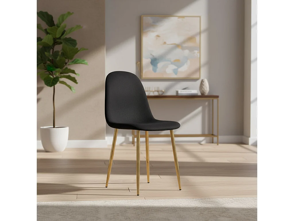 Lot de 4 chaises SCANDINAVE en velours noir pieds Gold