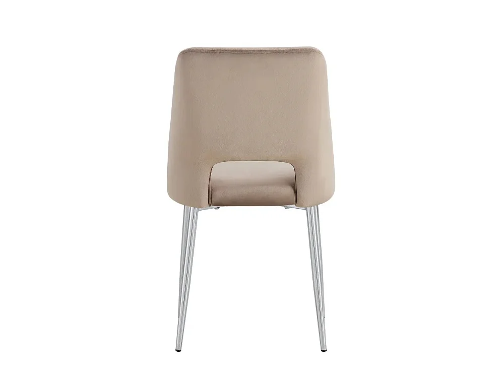 Lot de 4 chaises AVA Chrome en Velours - Taupe