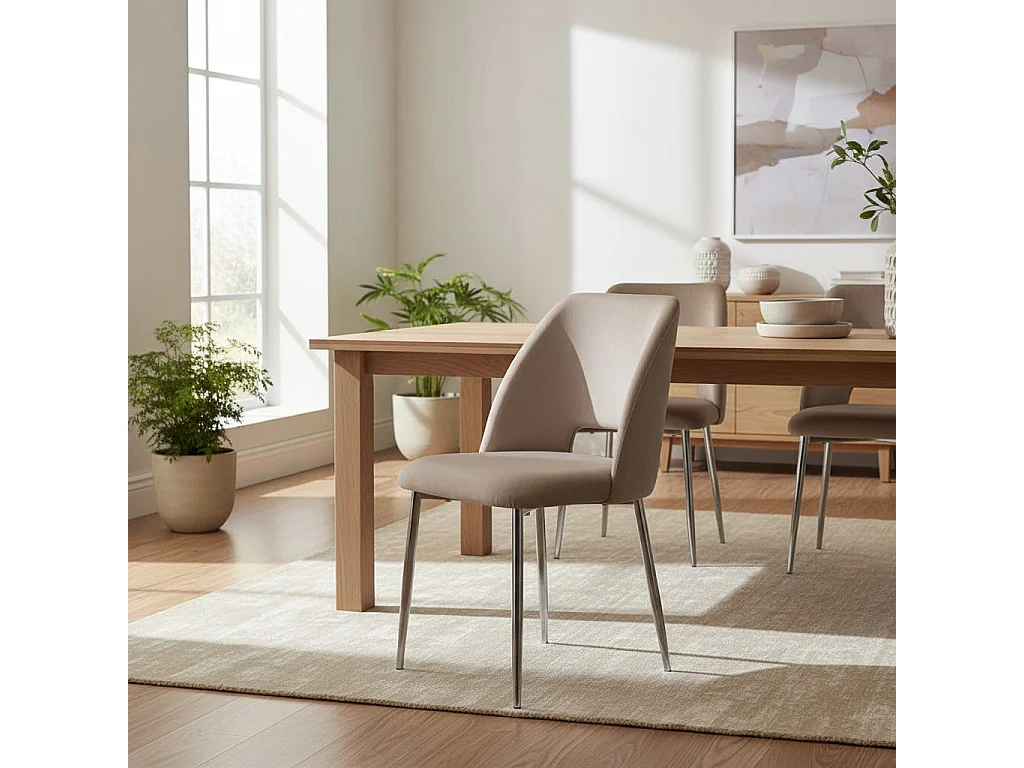 Lot de 4 chaises AVA Chrome en Velours - Taupe