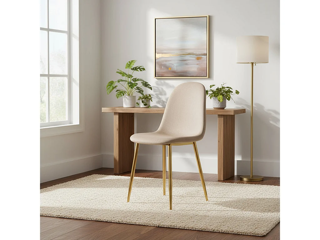 Lot de 4 chaises SCANDINAVE en velours taupe pieds Gold