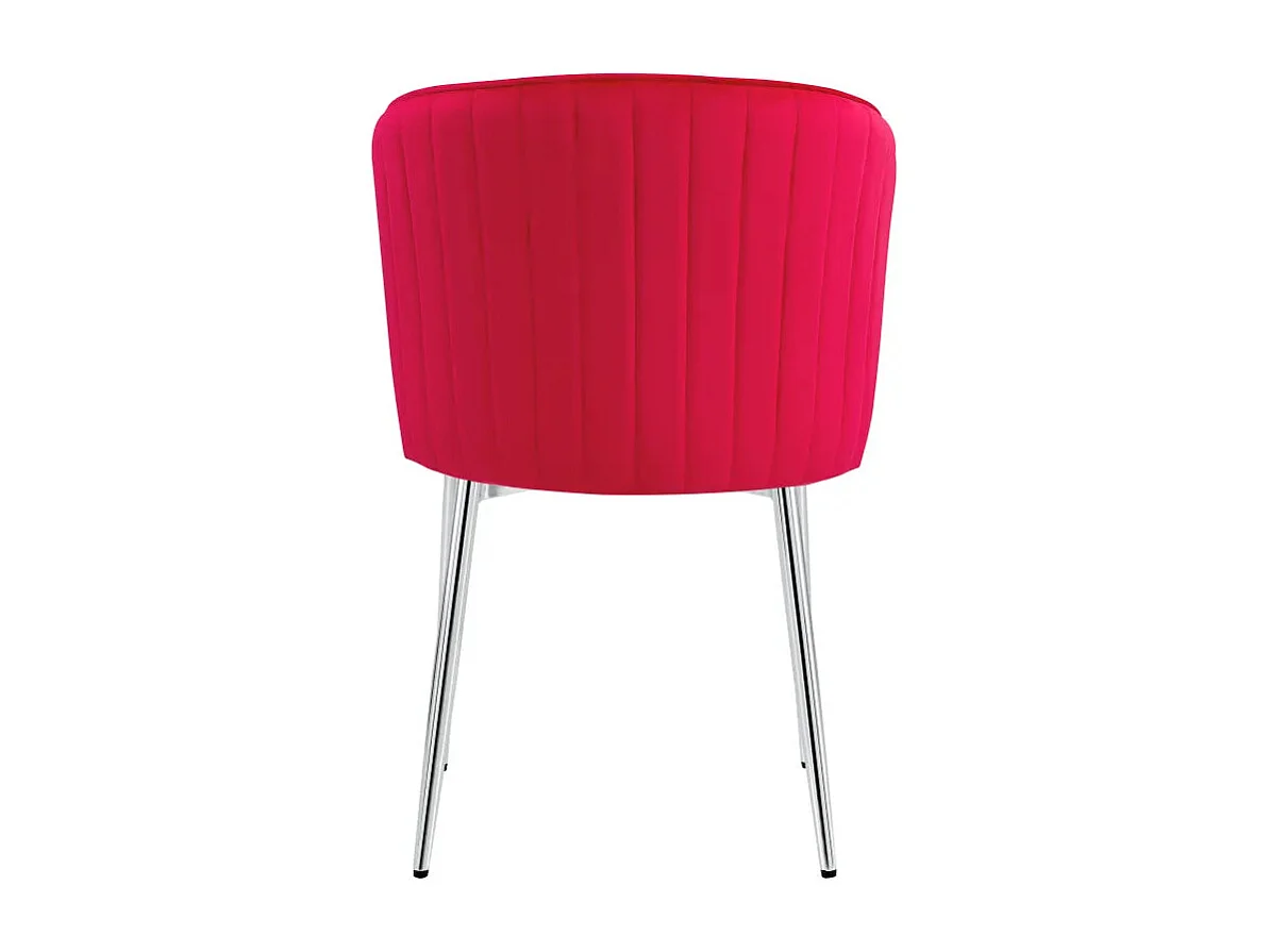 Lot de 4 chaises moderne DIANA chrome velours - Rouge