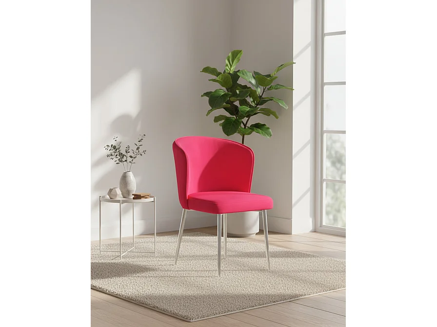 Lot de 4 chaises moderne DIANA chrome velours - Rouge