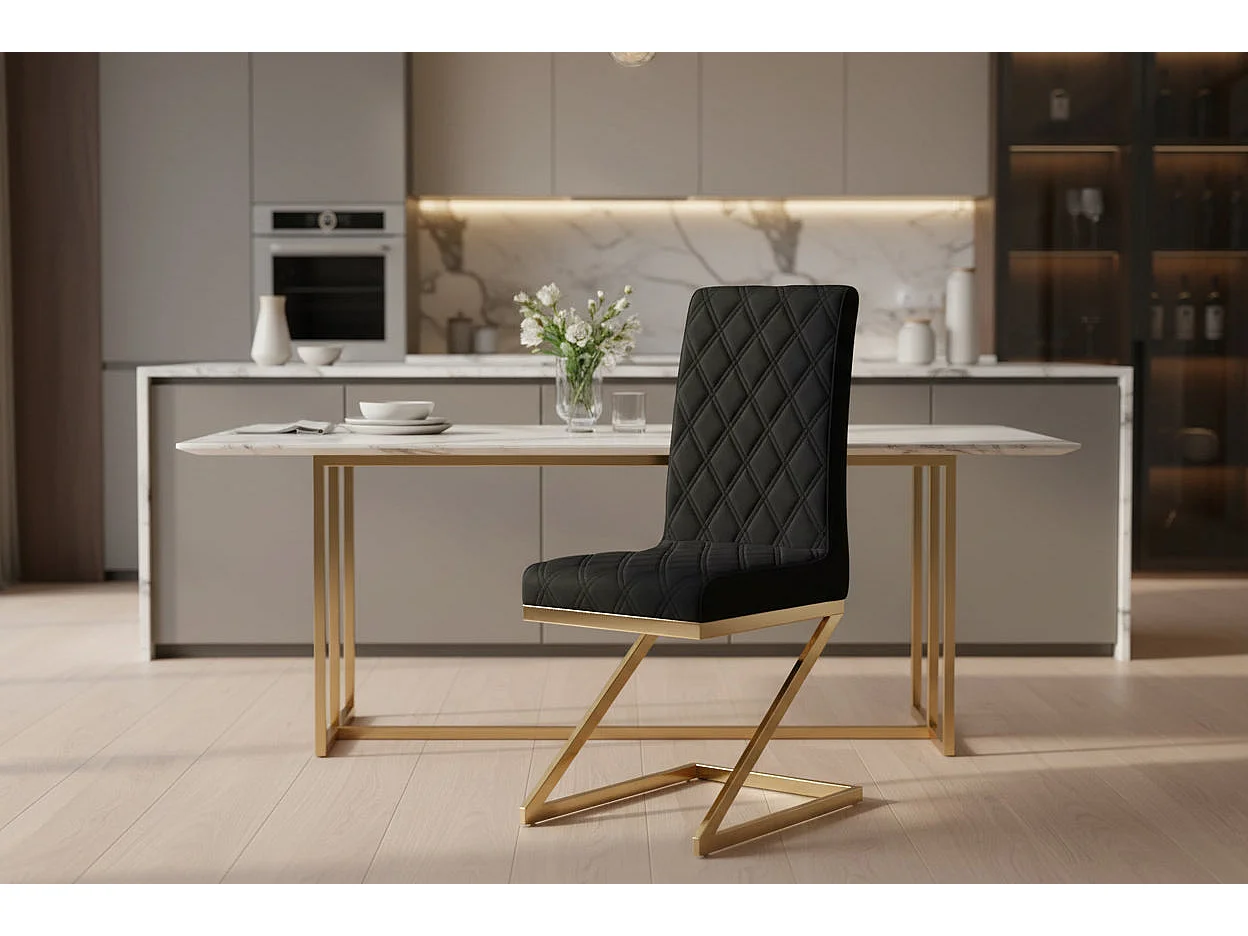 Lot de 6 chaises COCOMAT Gold et velours - Noir