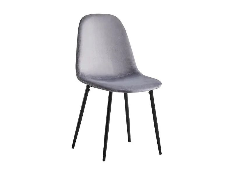 Lot de 6 chaises SCANDINAVE en velours pieds métal noir - Anthracite