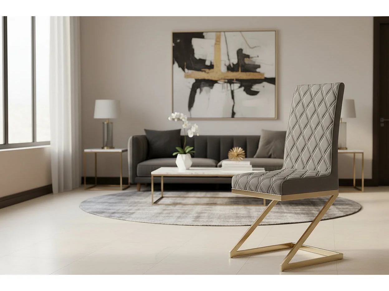 Lot de 6 chaises COCOMAT Gold et velours - Anthracite