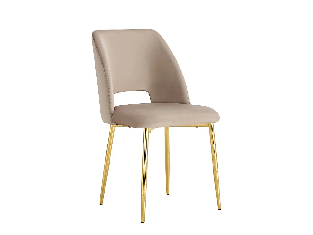Lot de 4 chaises AVA Gold en Velours Taupe