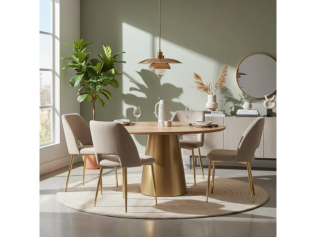 Lot de 4 chaises AVA Gold en Velours Taupe